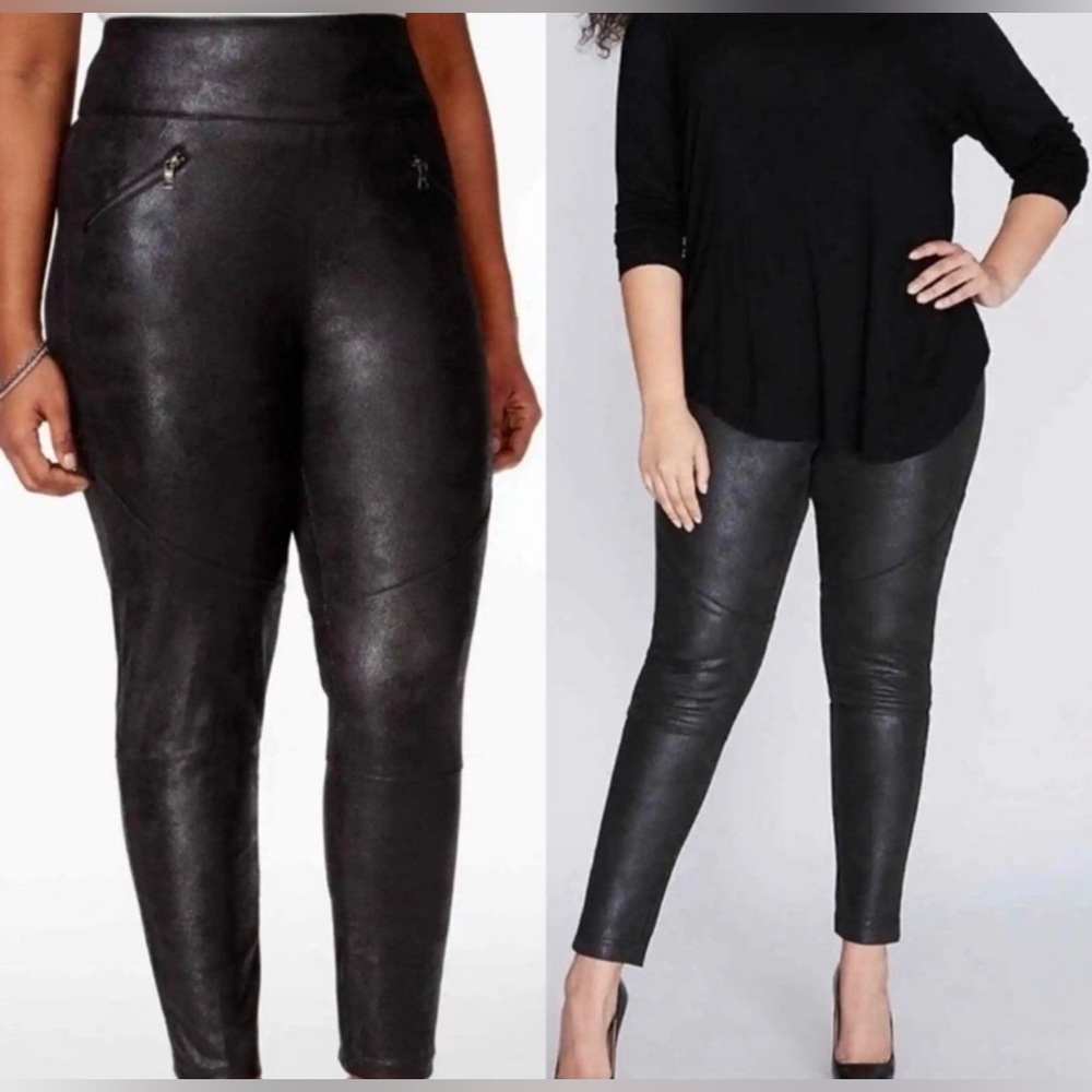 EUC- Melissa McCarthy Seven7 Faux Leather Stretch Moto Legging